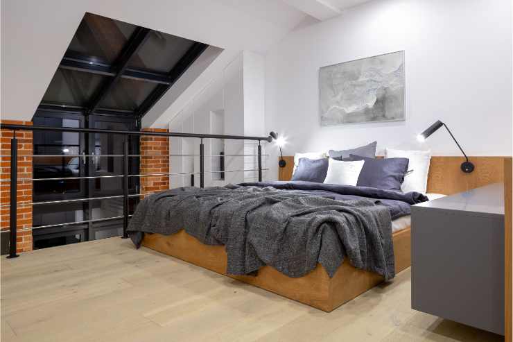Camera da letto a soppalco in stile moderno