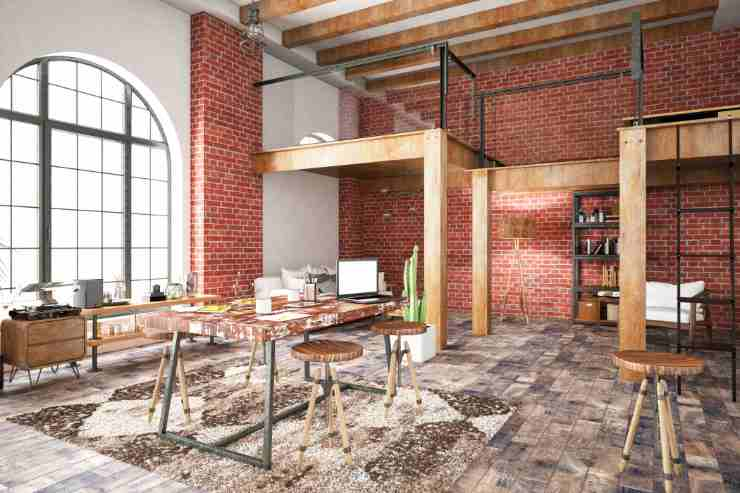 Loft arredato in stile industriale 