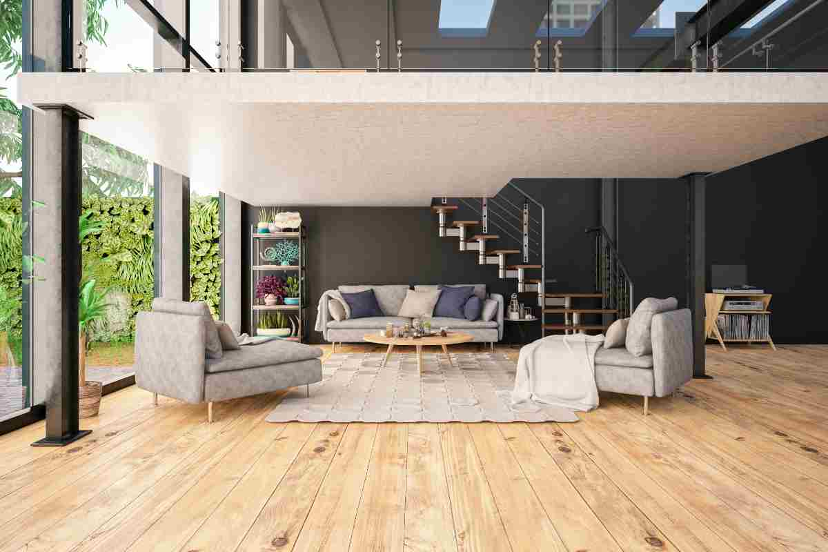 rendering di un loft open space