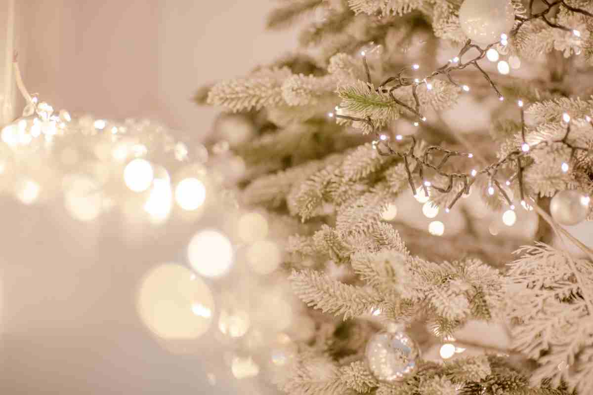 Albero di Natale innevato illuminato