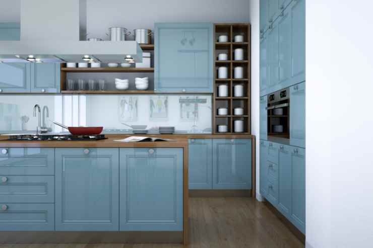 Cucina personalizzata di colore azzurro