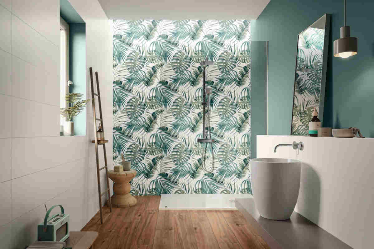 bagno con piastrelle stile giungla mywhite jungle iperceramica