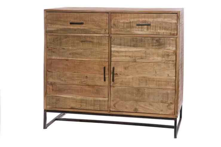 Credenza in legno di acacia e metallo nero Kasanova