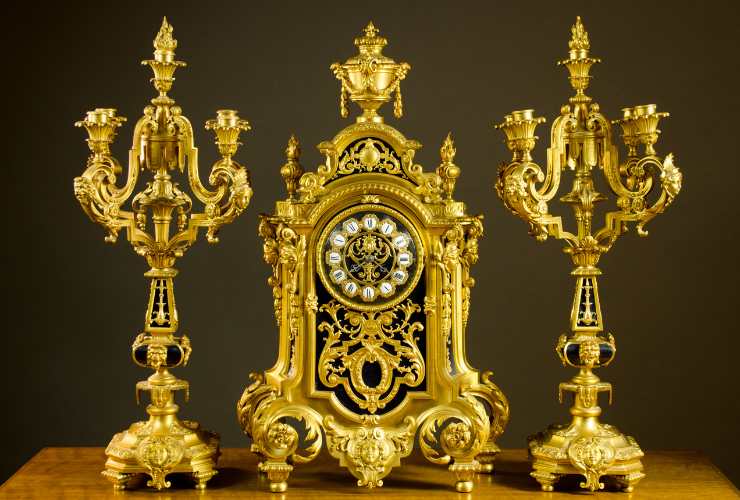 orologio e candelabri Stile Luigi XIV