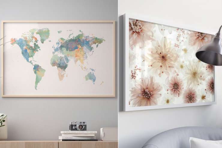 doppia foto quadro con mappamondo quadro con stampe floreali