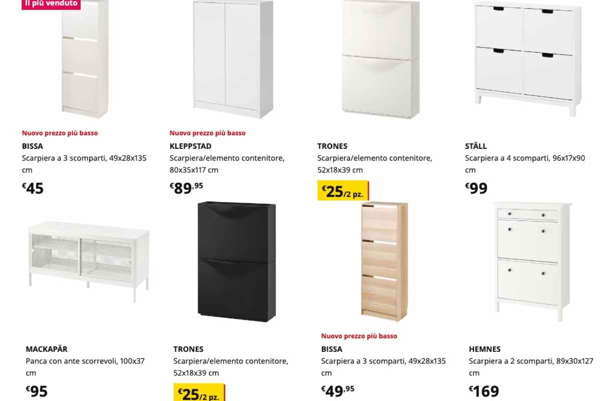 Scarpiere IKEA modelli prezzo