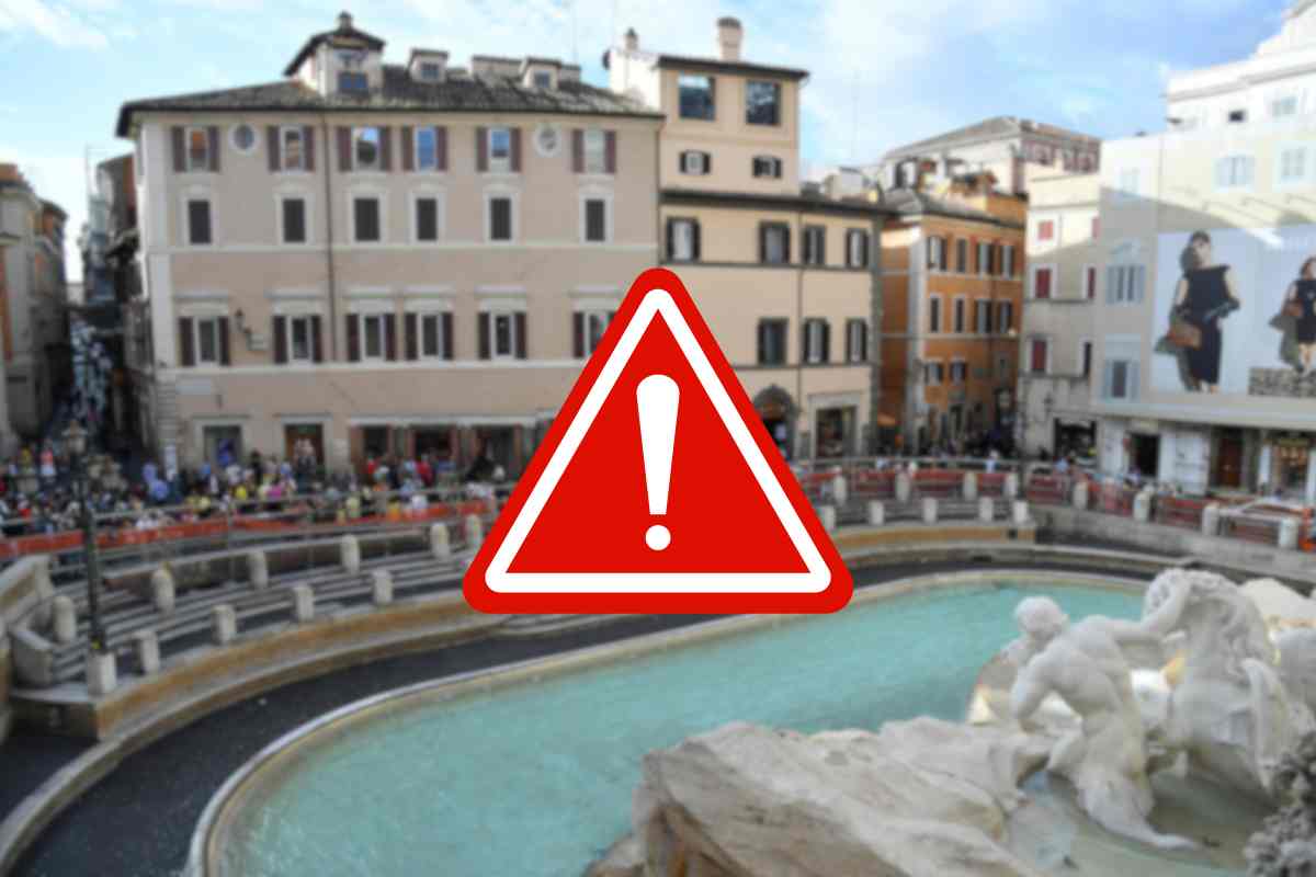 fontana di trevi su sfondo divieto