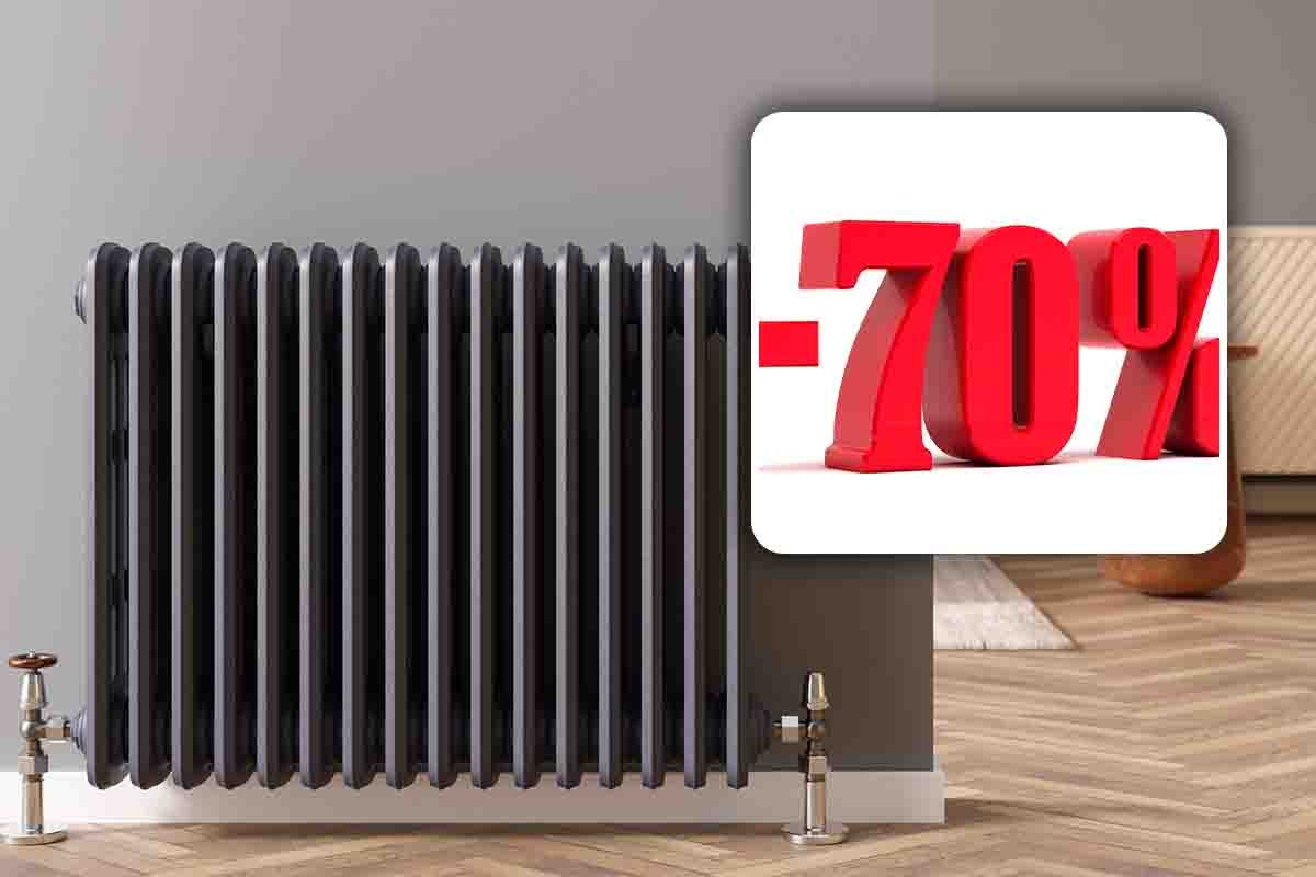 termosifone con scritta 70%