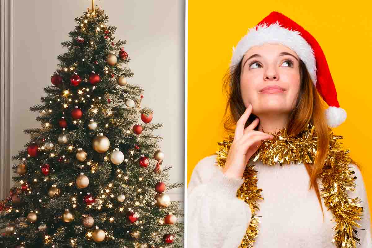 albero di Natale e donna che riflette