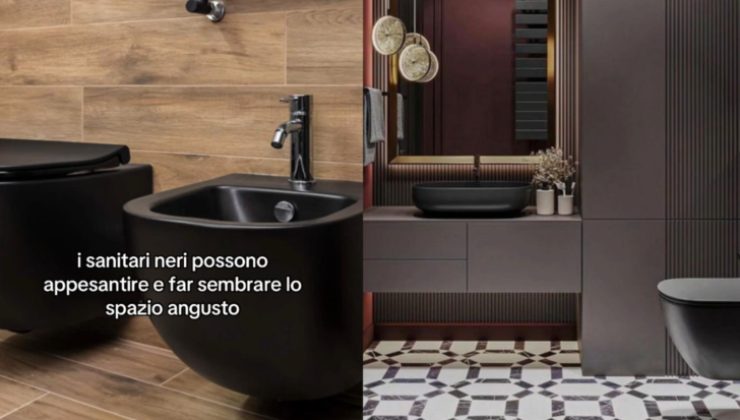 Bagno con sanitari neri