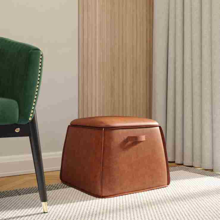 pouf similpelle cognac Deghi