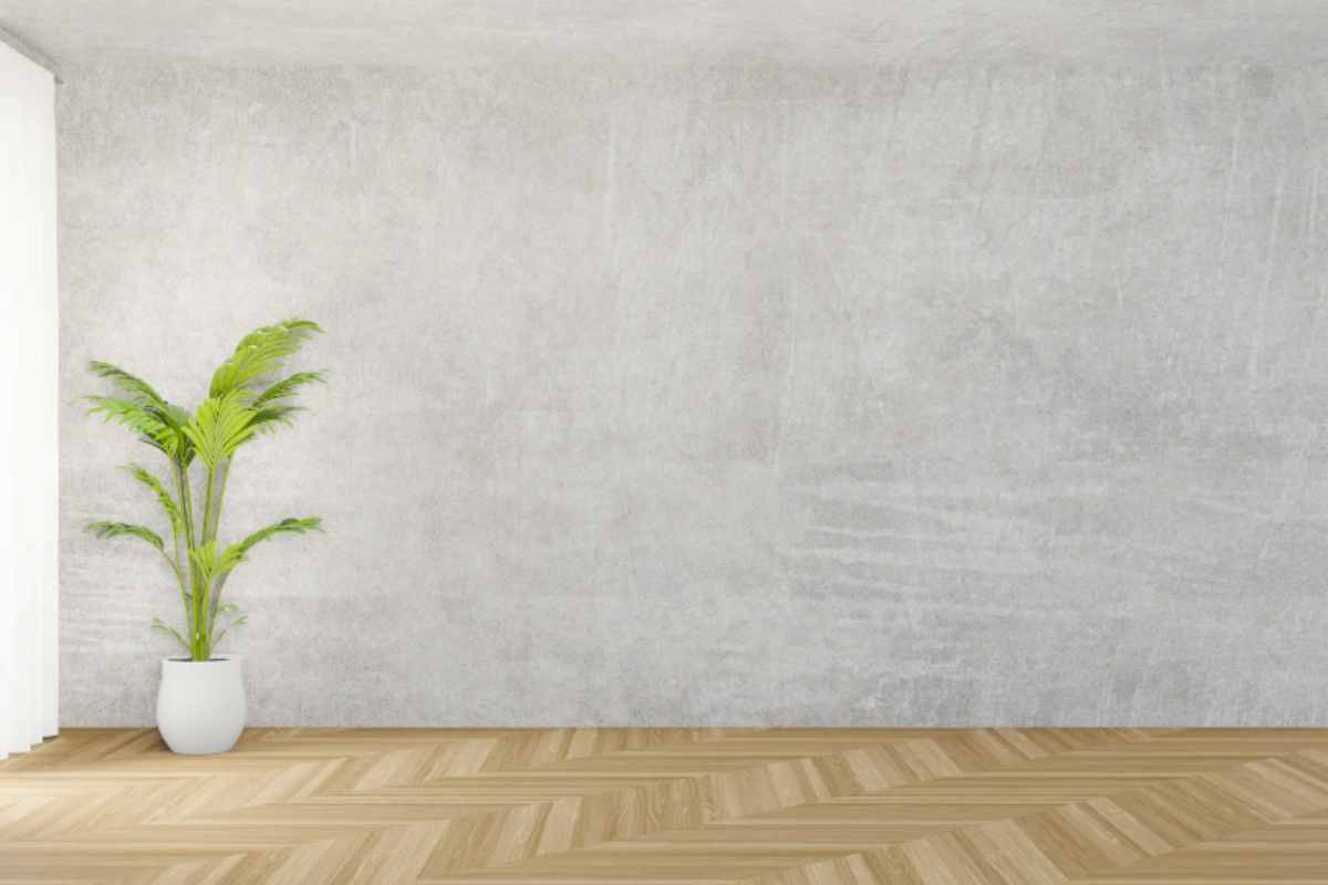 muro bianco con parquet