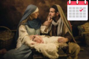 natività su sfondo calendario