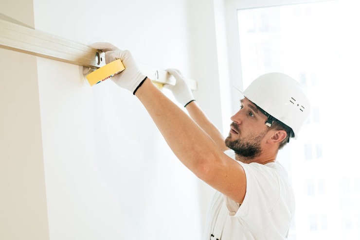 muratore al lavoro in casa