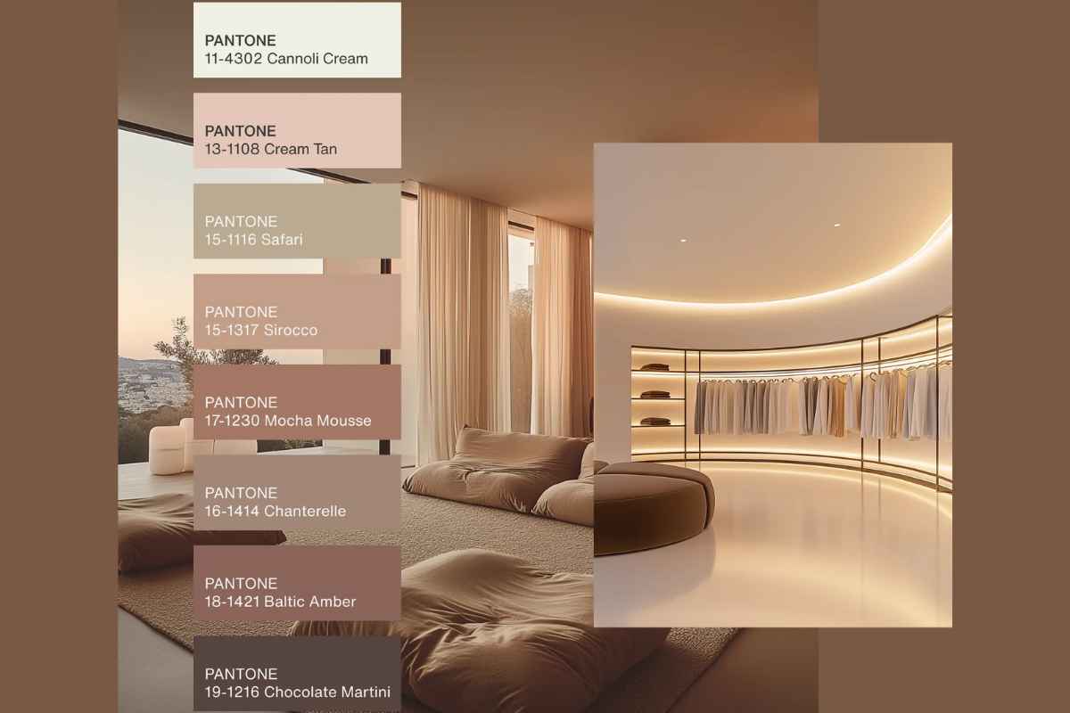 Palette Mocha Mousse colore dell'anno 2025 Pantone