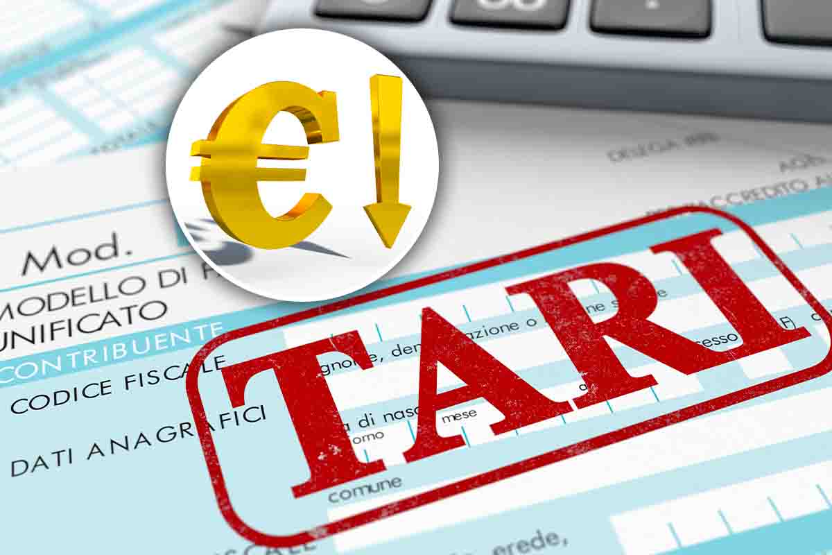 TARI e simbolo euro con freccia in giù