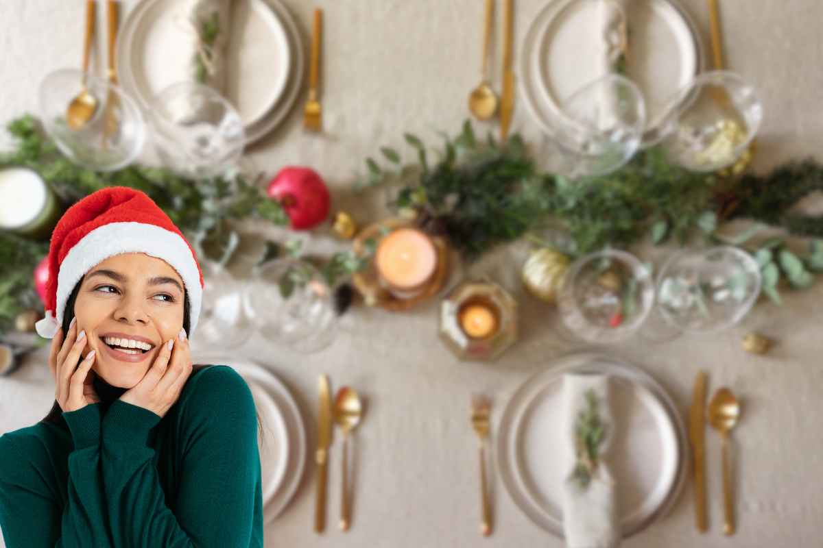 tavola natalizia donna cappello babbo natale