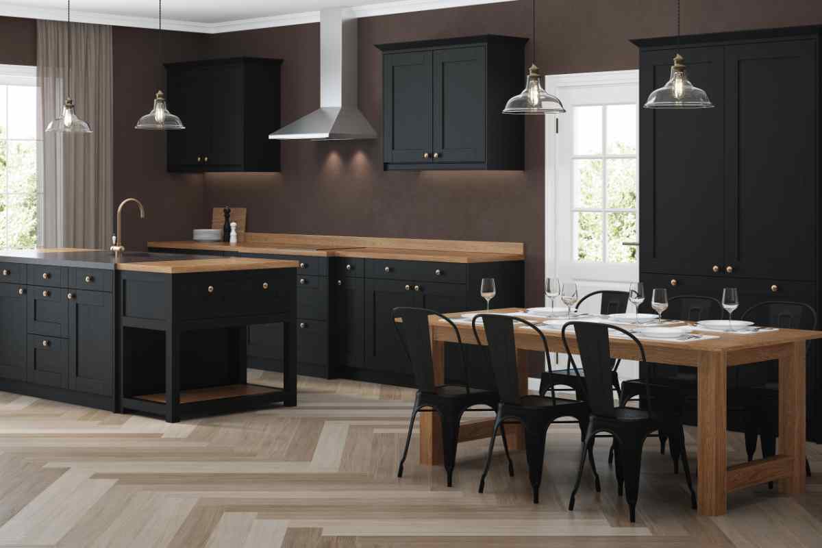 Cucine in nero e legno 