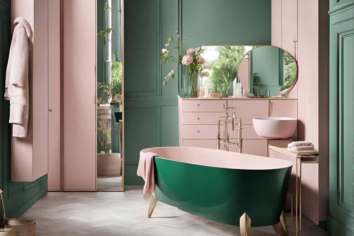 bagno rosa e verde