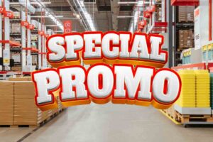 Scritta promozione dentro magazzino ikea