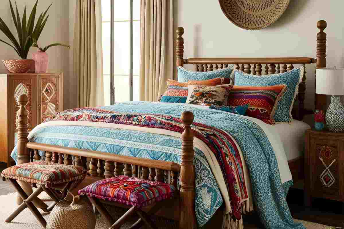 arredo boho mexican in camera da letto 